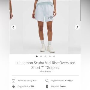 Lululemon Scuba Mid-Rise Oversized
Short 7" *Graphic
Mint Breeze
Size Small